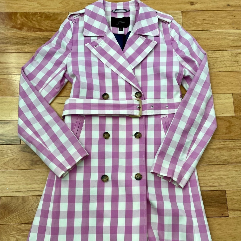 J.Crew Trench in Pink Gingham